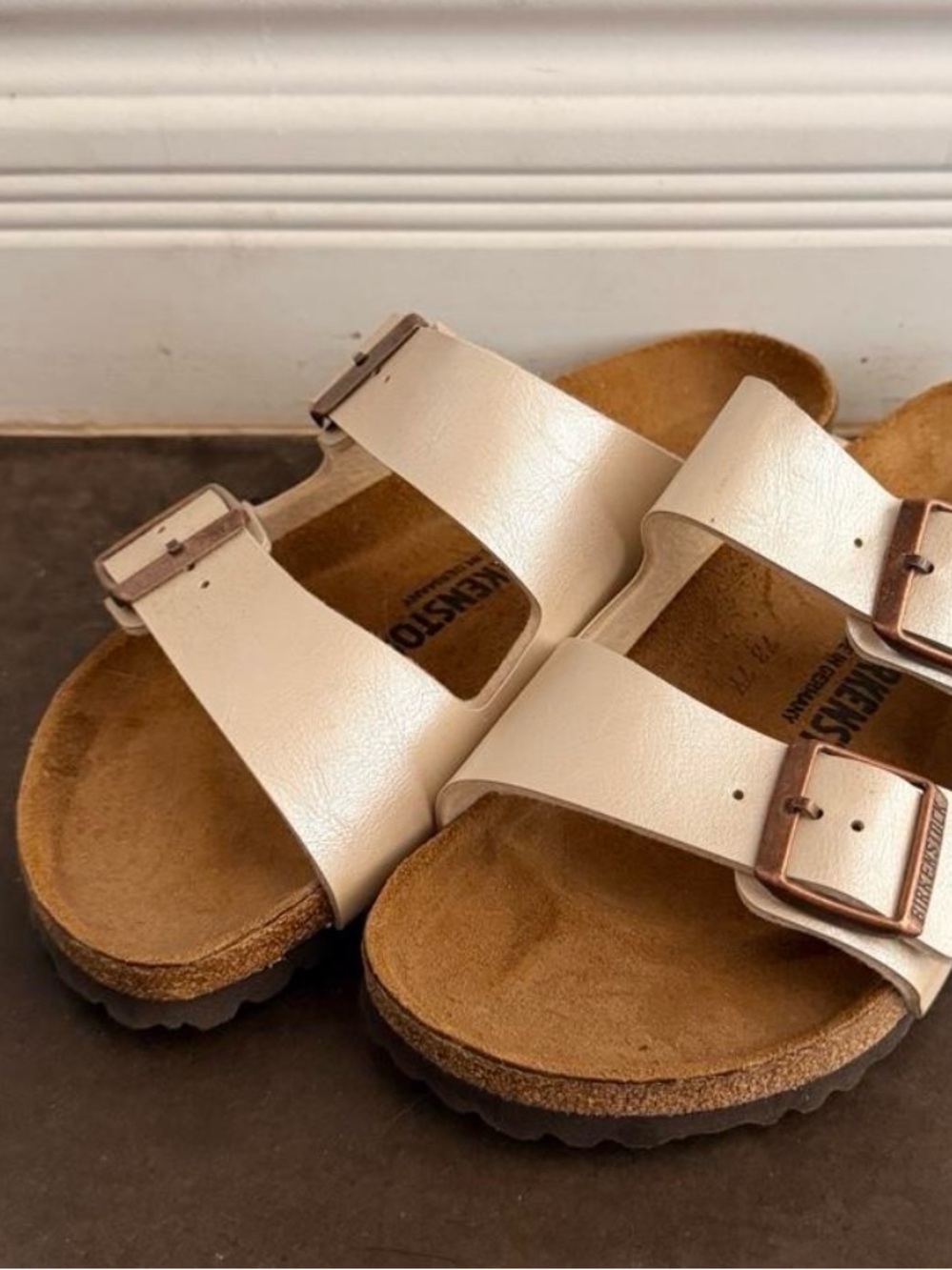Birkenstock Women's Cream Double-Strap Buckle Sandals